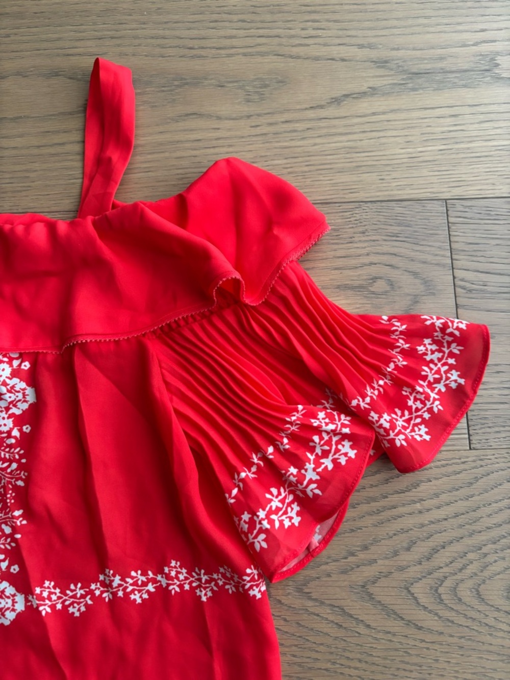 Self-Portrait Red Cold-Shoulder Ruffle Top - Picture 4 of 5